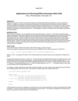 Applications on Running Dos Commands Within