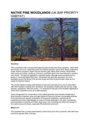 Native Pine Woodlands (Uk Bap Priority Habitat)