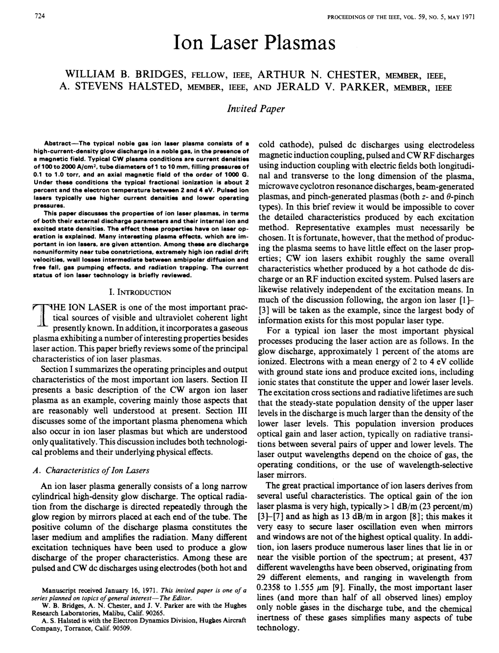 Ion Laser Plasmas