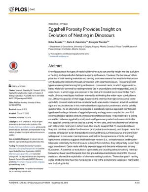 Eggshell Porosity Provides Insight on Evolution of Nesting in Dinosaurs
