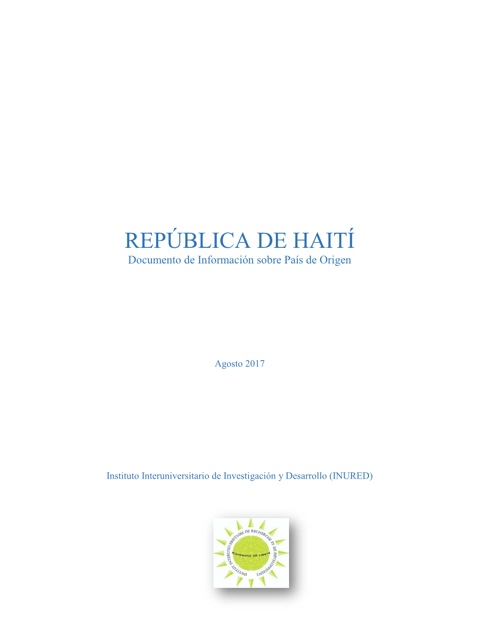 República De Haití. Documento De Información Sobre País De Origen