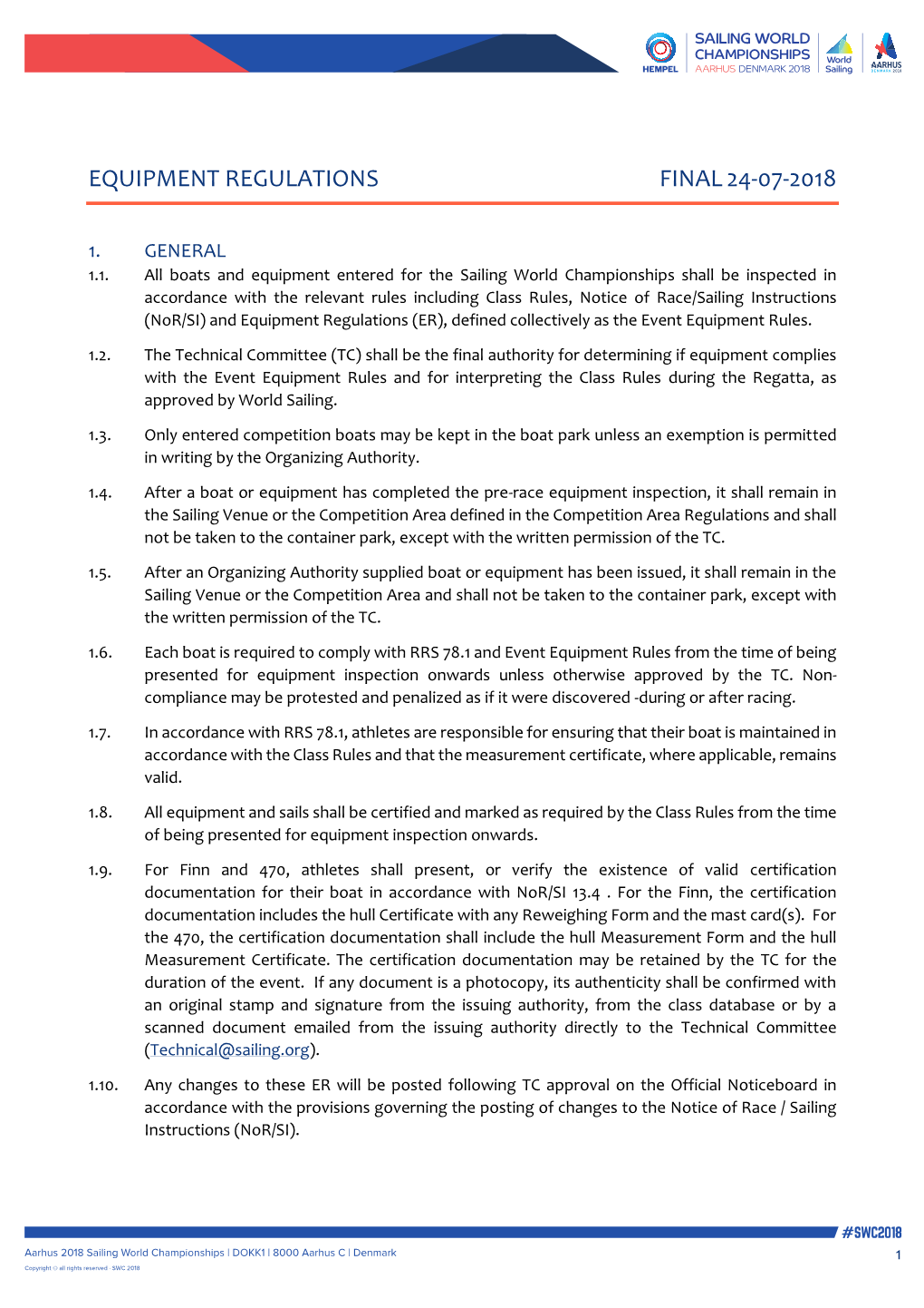 Equipment Regulations Final 24-07-2018