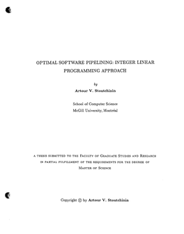 Optimal Software Pipelining: Integer Linear Programming Approach