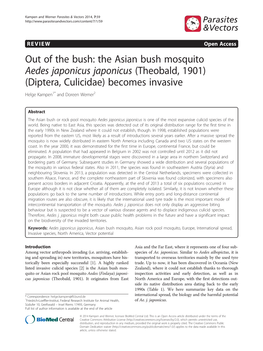 The Asian Bush Mosquito Aedes Japonicus Japonicus (Theobald, 1901) (Diptera, Culicidae) Becomes Invasive Helge Kampen1* and Doreen Werner2