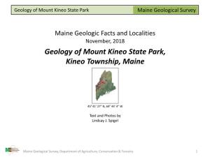 Geology of Mount Kineo State Park, Kineo Township, Maine