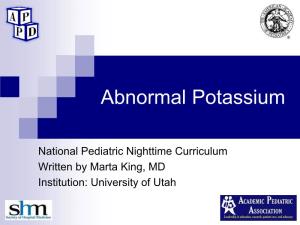 Abnormal Potassium Presentation