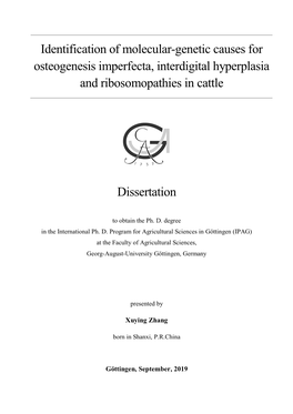 Identification of Molecular-Genetic Causes for Osteogenesis Imperfecta, Interdigital Hyperplasia and Ribosomopathies in Cattle