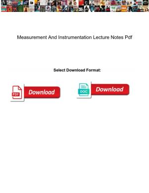 Measurement and Instrumentation Lecture Notes Pdf