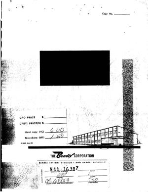 CO RPORATION LUNAR NAVIGATION STUDY FINAL REPORT (June 1964 to May 1965)
