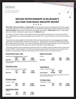 Nielsen Entertainment & Billboard's 2013 Mid-‐Year Music Industry Report *