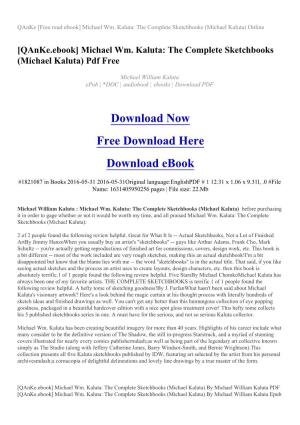 Michael Wm. Kaluta: the Complete Sketchbooks (Michael Kaluta) Online