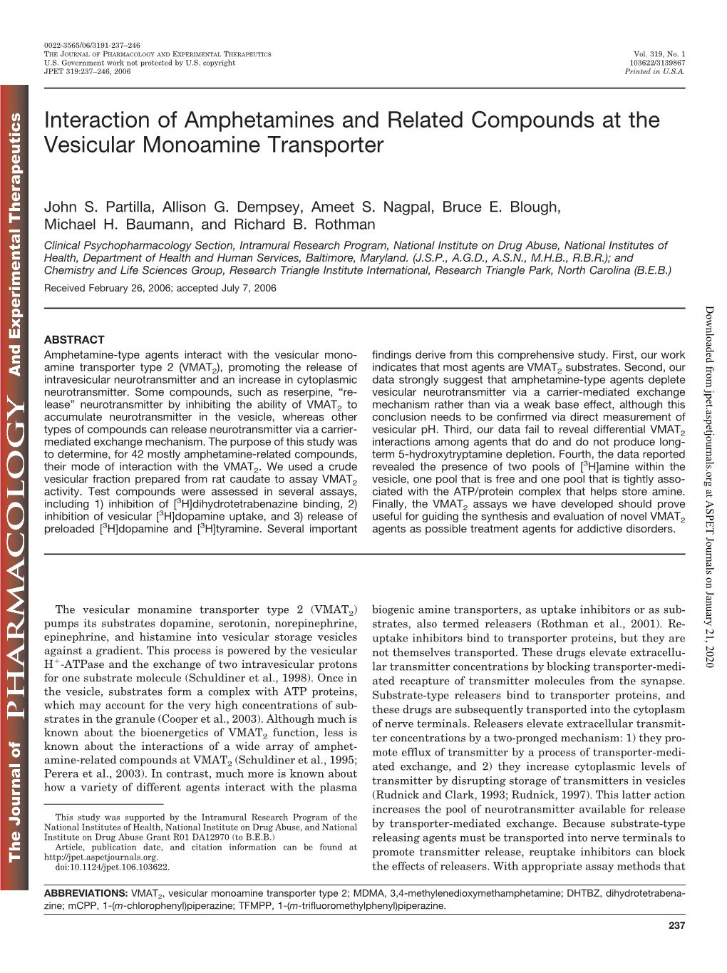 Interaction of Amphetamines and Related Compounds at the Vesicular Monoamine Transporter