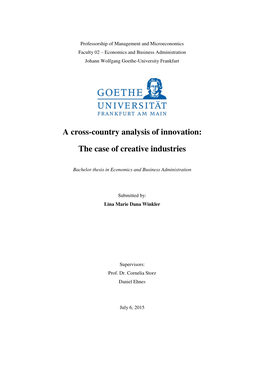 A Cross-Country Analysis of Innovation: the Case of Creative Industries