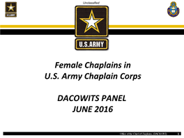Female Chaplains in U.S. Army Chaplain Corps DACOWITS