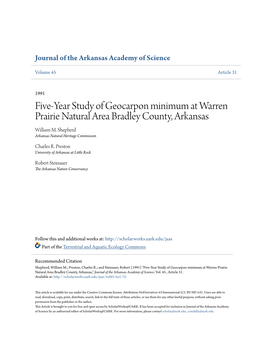 Five-Year Study of Geocarpon Minimum at Warren Prairie Natural Area Bradley County, Arkansas William M