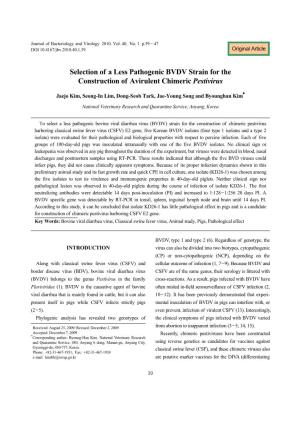 Selection of a Less Pathogenic BVDV Strain for the Construction of Avirulent Chimeric Pestivirus