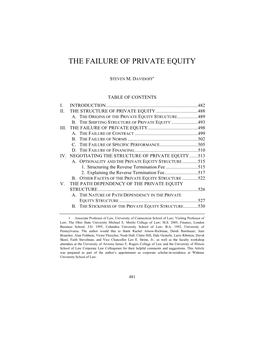 The Failure of Private Equity