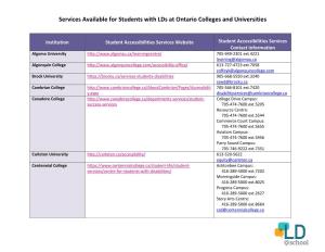 Services Available for Students with Lds at Ontario Colleges and Universities
