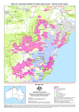 Map 4A: Important Habitat for Black-Eyed Susan - Central Coast Region
