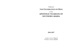 Order for in the APOSTOLIC VICARIATE of SOUTHERN ARABIA