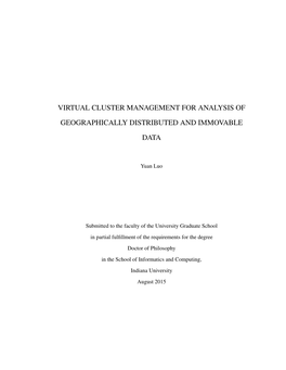 Virtual Cluster Management for Analysis Of