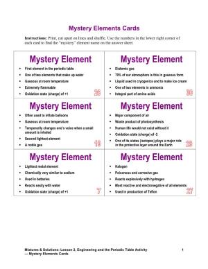 Mystery Elements Cards