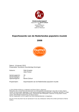 Exportwaarde Nederlandse Muziek 2008