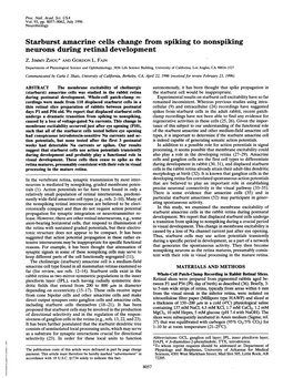 Starburst Amacrine Cells Change from Spiking to Nonspiking Neurons During Retinal Development Z