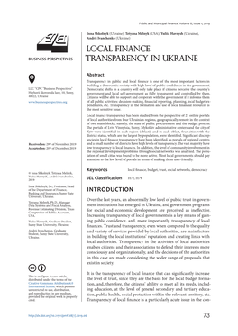 Local Finance Transparency in Ukraine and Their Popularity Among Communities