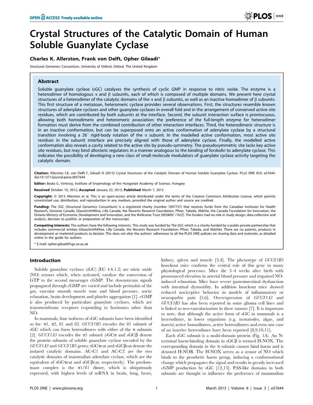 Crystal Structures of the Catalytic Domain of Human Soluble Guanylate Cyclase