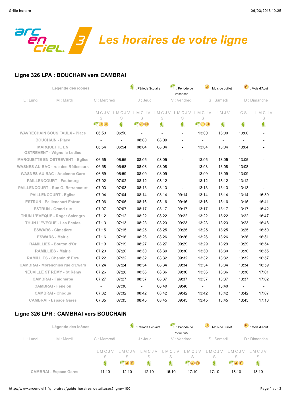 Grille Horaire 06/03/2018 10�25