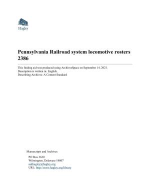 Pennsylvania Railroad System Locomotive Rosters 2386