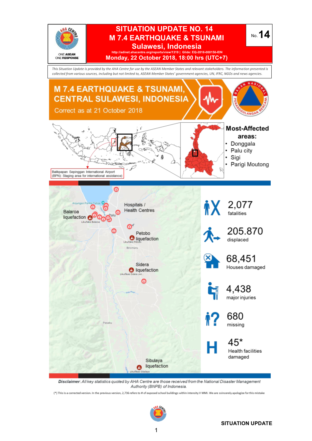 Situation Update No. 14 M 7.4 Earthquake & Tsunami