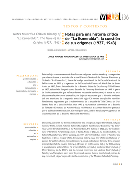 La Esmeralda”: the Issue of Its N De “La Esmeralda”: La Cuestión N Origins (1927, 1943) N De Sus Orígenes (1927, 1943)