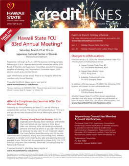 Hawaii State FCU 83Rd Annual Meeting*