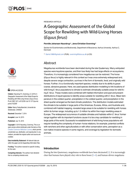 A Geographic Assessment of the Global Scope for Rewilding with Wild-Living Horses (Equus Ferus)