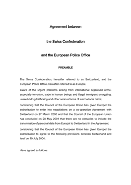 Agreement Between the Swiss Confederation and the European