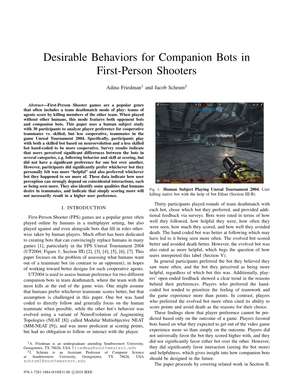 Desirable Behaviors for Companion Bots in First-Person Shooters