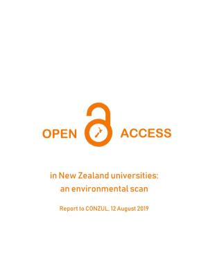 Open Access in New Zealand Universities: an Environmental Scan1