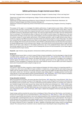 Ballistic Performance of Angle-Interlock Woven Fabrics