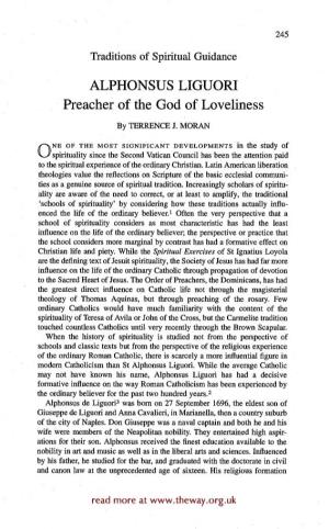 ALPHONSUS LIGUORI Preacher of the God of Loveliness