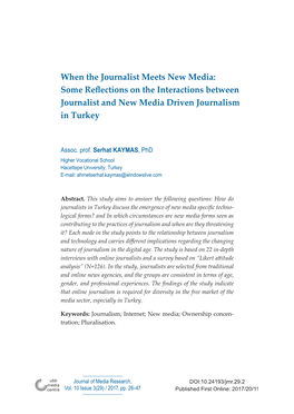 Some Reflections on the Interactions Between Journalist and New Media