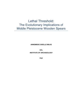 Lethal Threshold: the Evolutionary Implications of Middle Pleistocene Wooden Spears