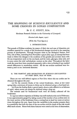 The Spawning of Echinus Esculentus and Some Changes in Gonad Composition by F