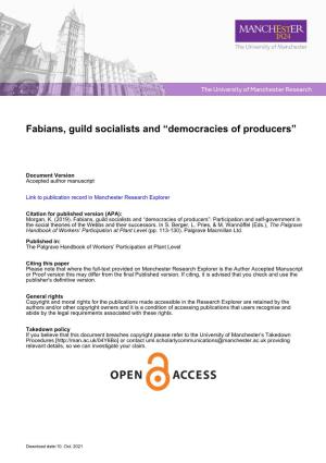 Fabians, Guild Socialists and “Democracies of Producers”
