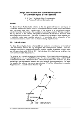 Design, Construction and Commissioning of the Deep Stream Hydro-Electric Scheme