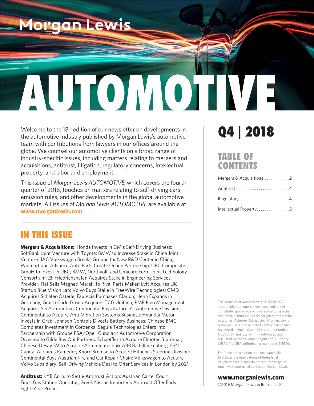 Read the Latest Issue of Morgan Lewis Automotive