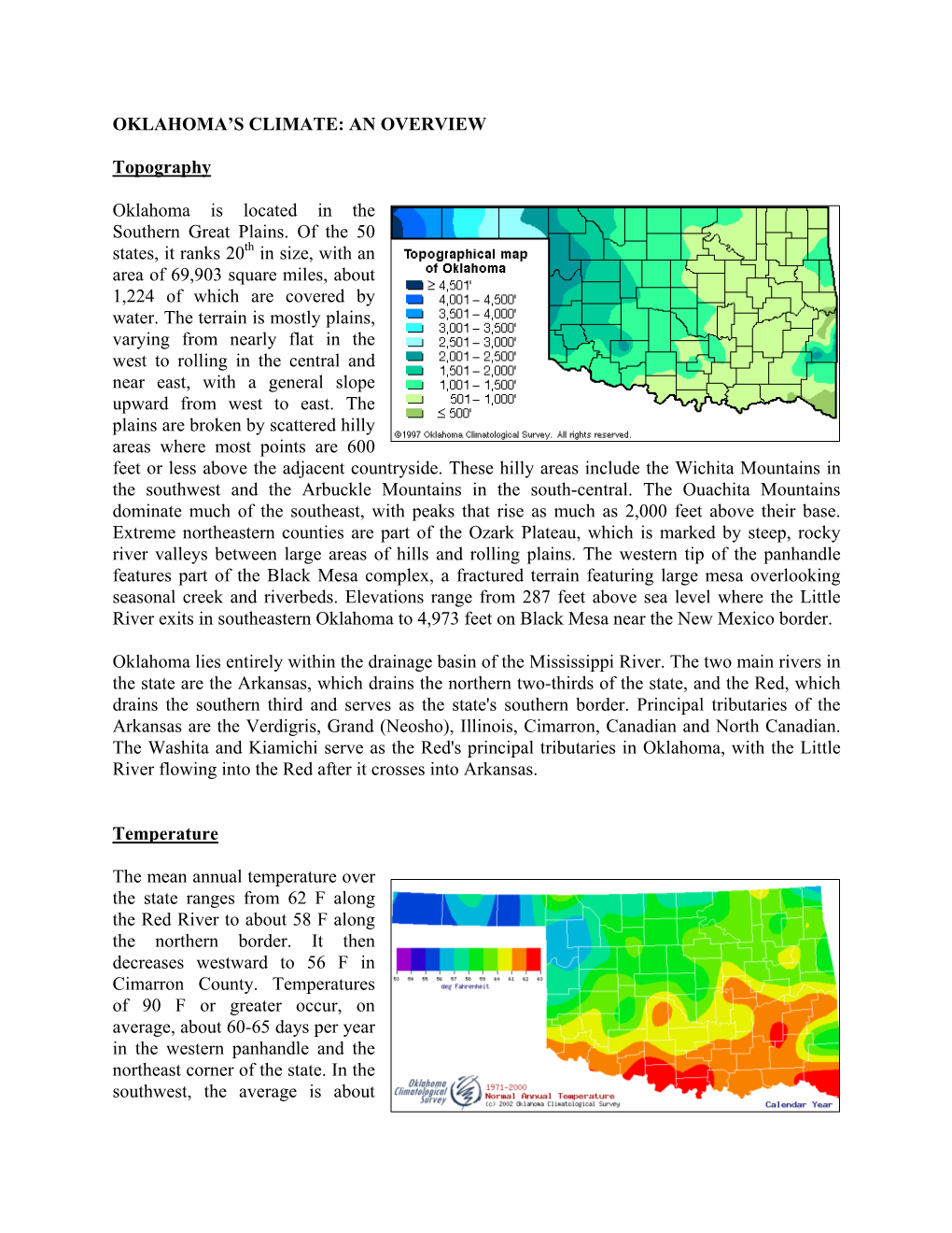 Oklahoma's Climate Cycle, As It Is in All the Plains States