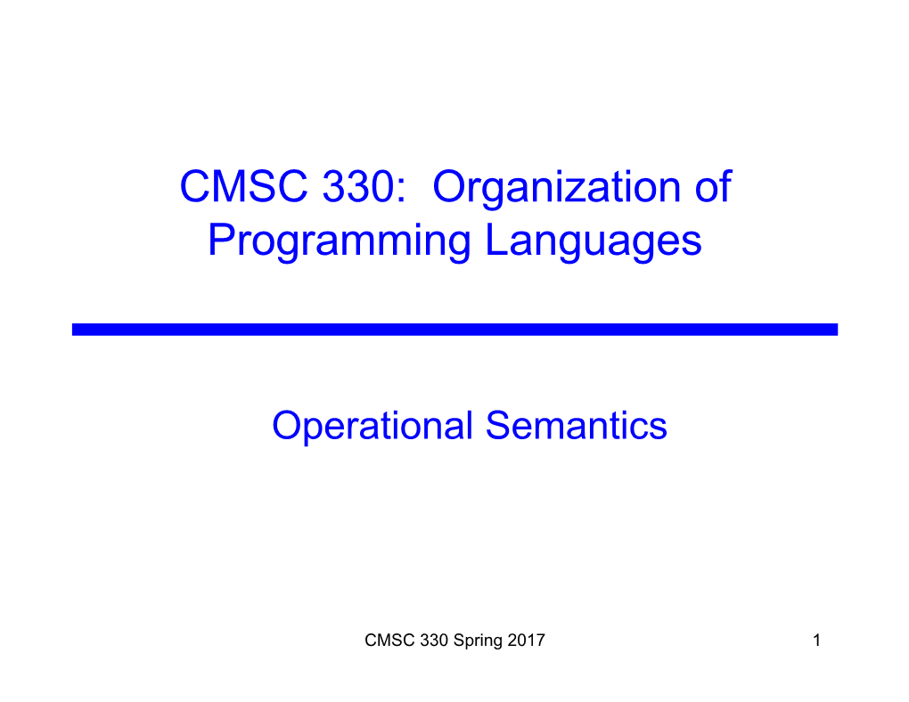 Operational Semantics