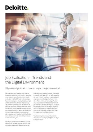 Job Evaluation – Trends and the Digital Environment